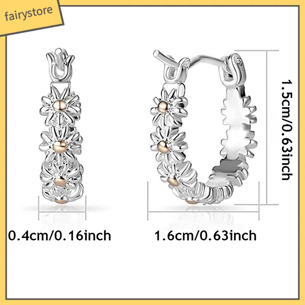 1 Đôi Bông Tai Tròn Họa Tiết Hoa Lấp Lánh Dành Cho Nữ