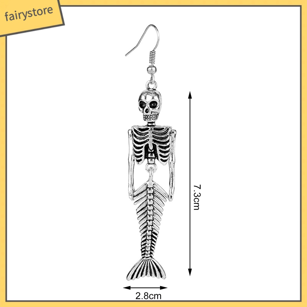 1 Đôi Bông Tai Hình Đầu Lâu Bằng Hợp Kim Phong Cách Halloween Dành Cho Nữ