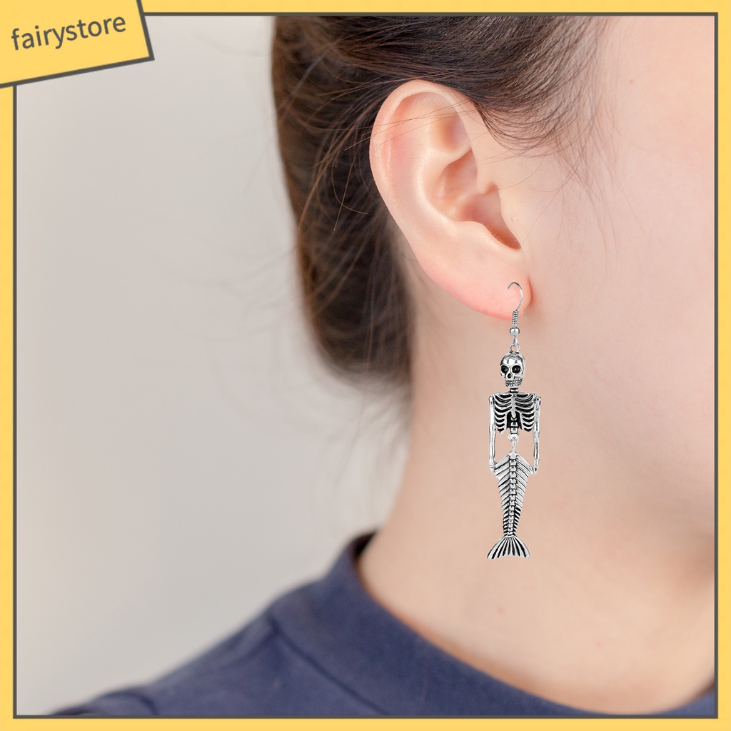 1 Đôi Bông Tai Hình Đầu Lâu Bằng Hợp Kim Phong Cách Halloween Dành Cho Nữ