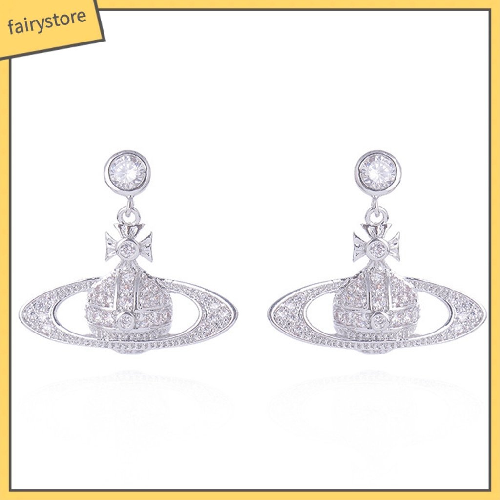 1 Đôi Bông Tai Hình Hành Tinh Đính Đá Lấp Lánh Trọng Lượng Nhẹ