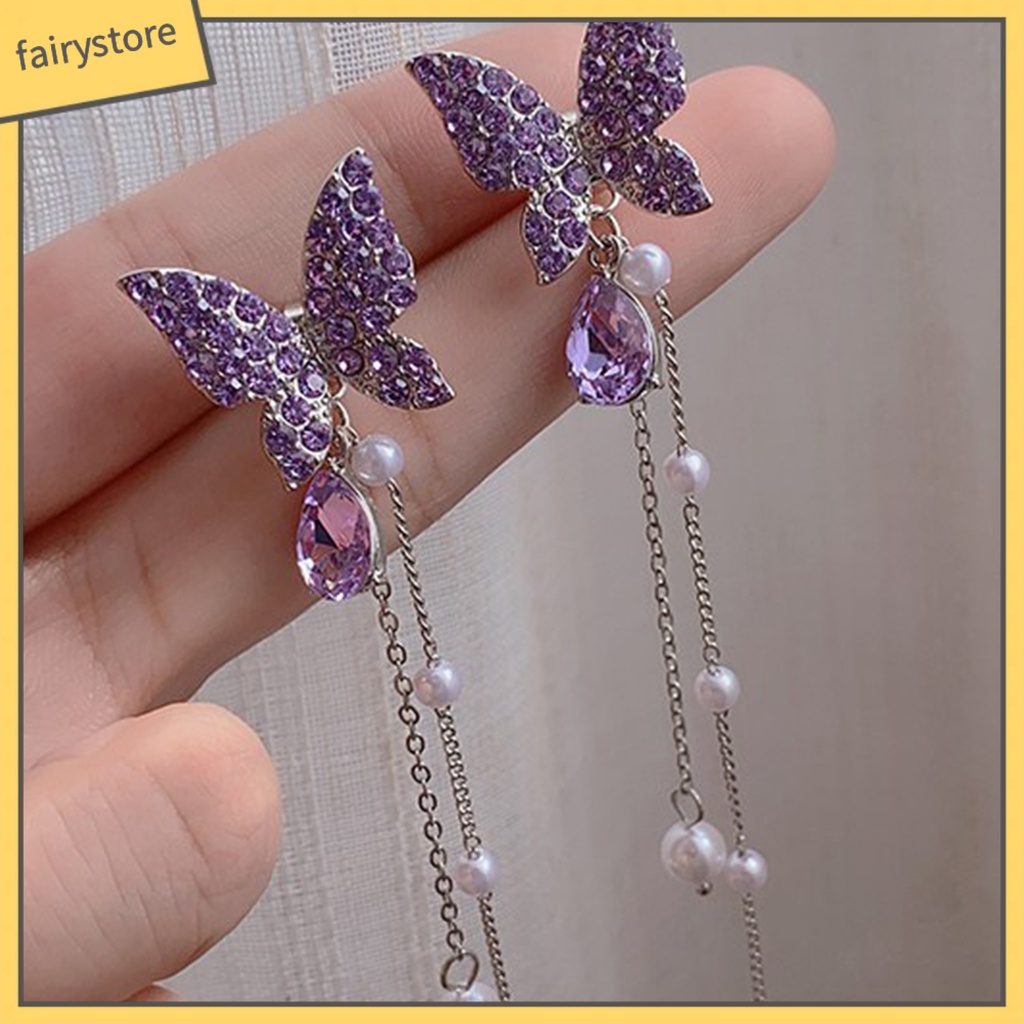 1 Đôi Bông Tai Dáng Dài Đính Đá Thời Trang Dự Tiệc