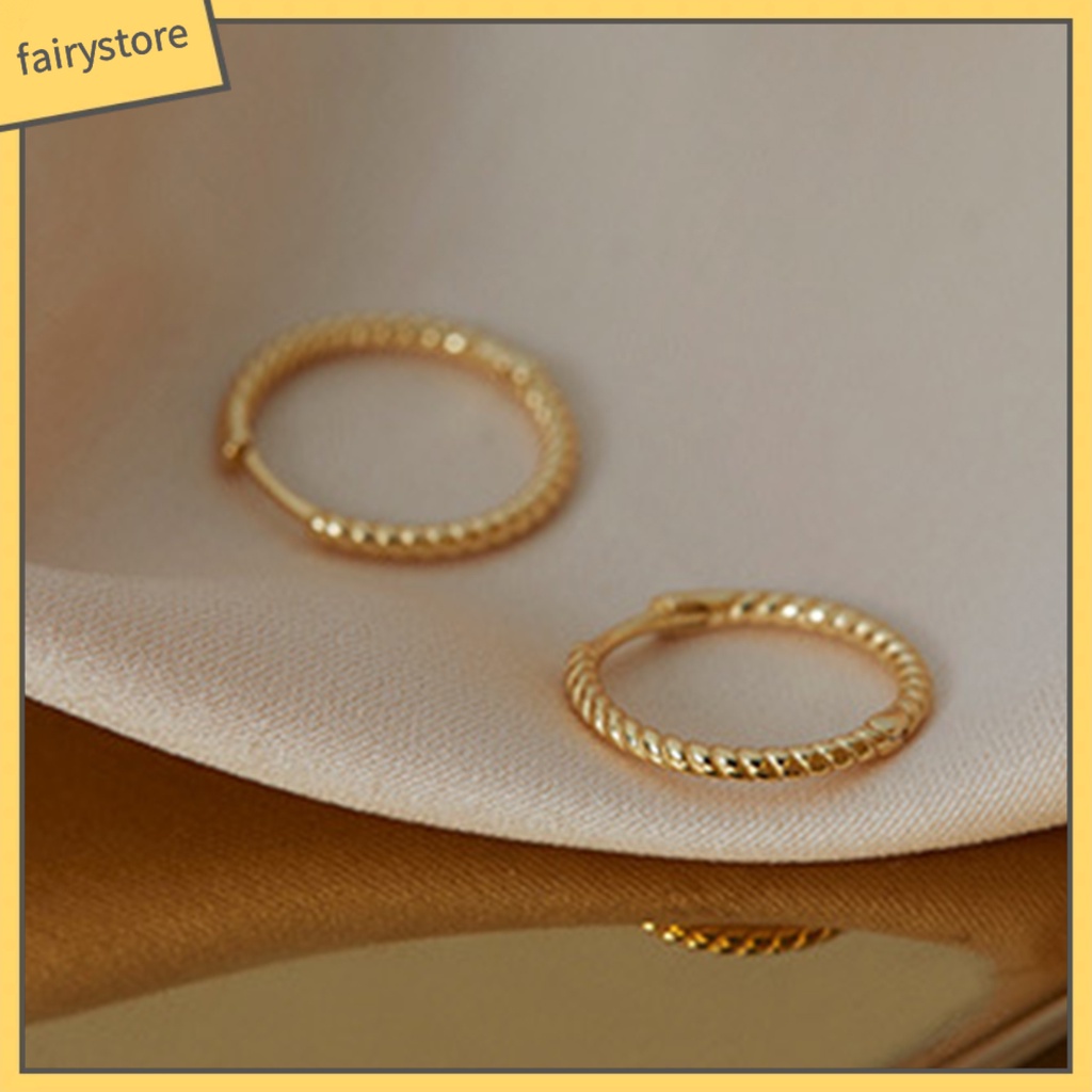 1 Đôi Bông Tai Tròn Đính Đá Zircon Dành Cho Cuộc Sống Hàng Ngày