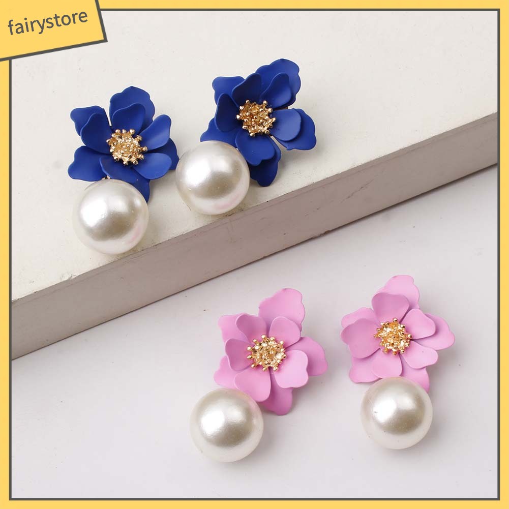 Bông Tai Hình Hoa Đính Ngọc Trai Giả Ngọt Ngào Thời Trang Mùa Hè Cho Nữ