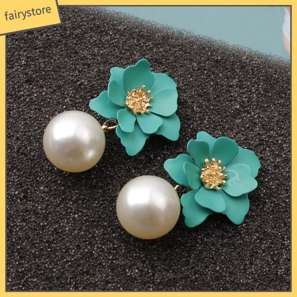 Bông Tai Hình Hoa Đính Ngọc Trai Giả Ngọt Ngào Thời Trang Mùa Hè Cho Nữ