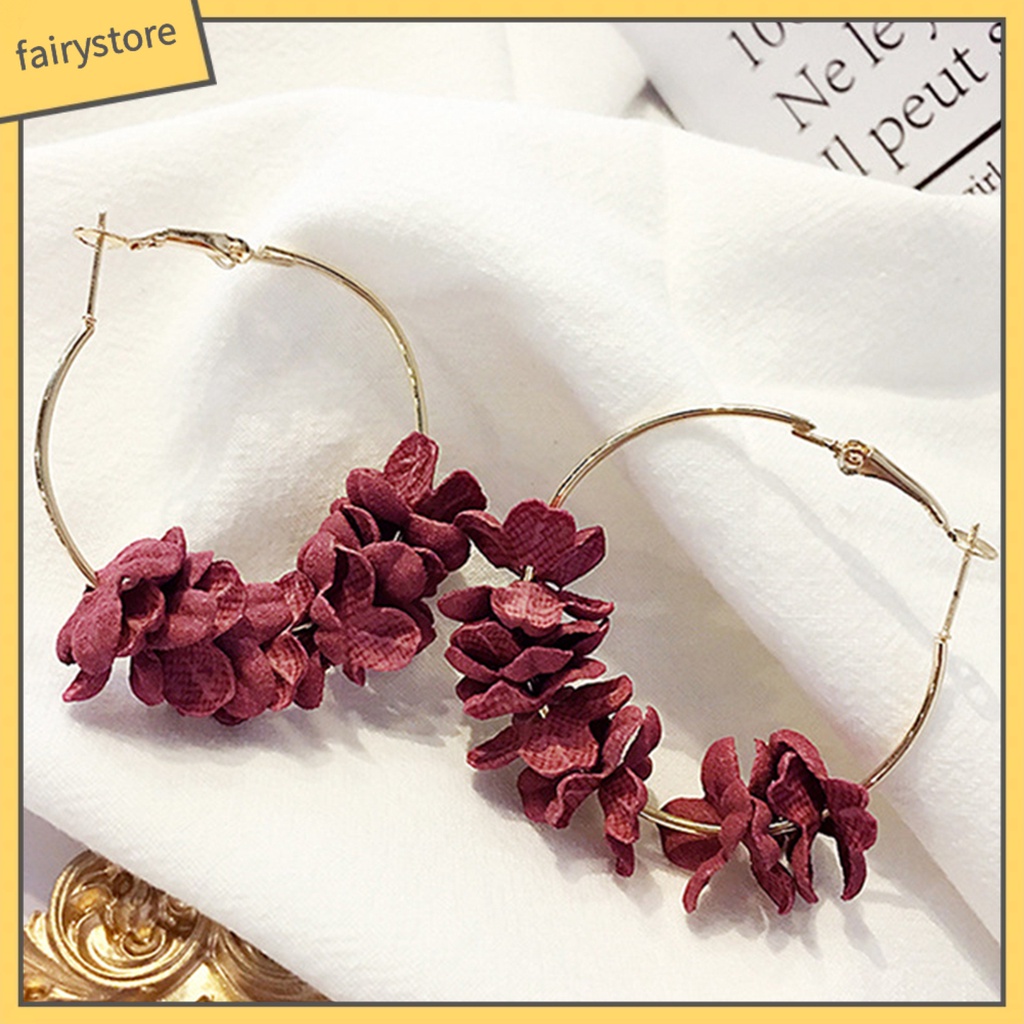 Bông Tai Kim Loại Hình Tròn Lớn Thanh Lịch Dành Cho Đám Cưới