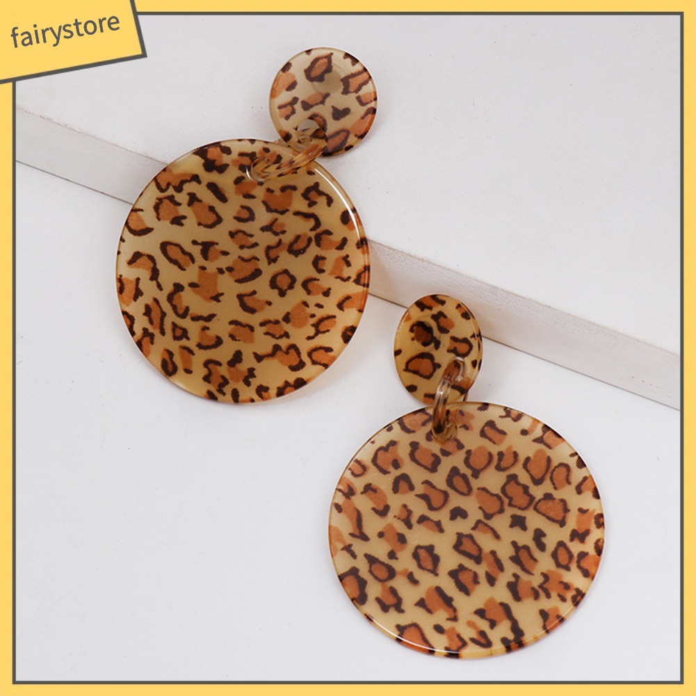 Bông Tai Hình Học Họa Tiết Da Báo Thời Trang Dự Tiệc