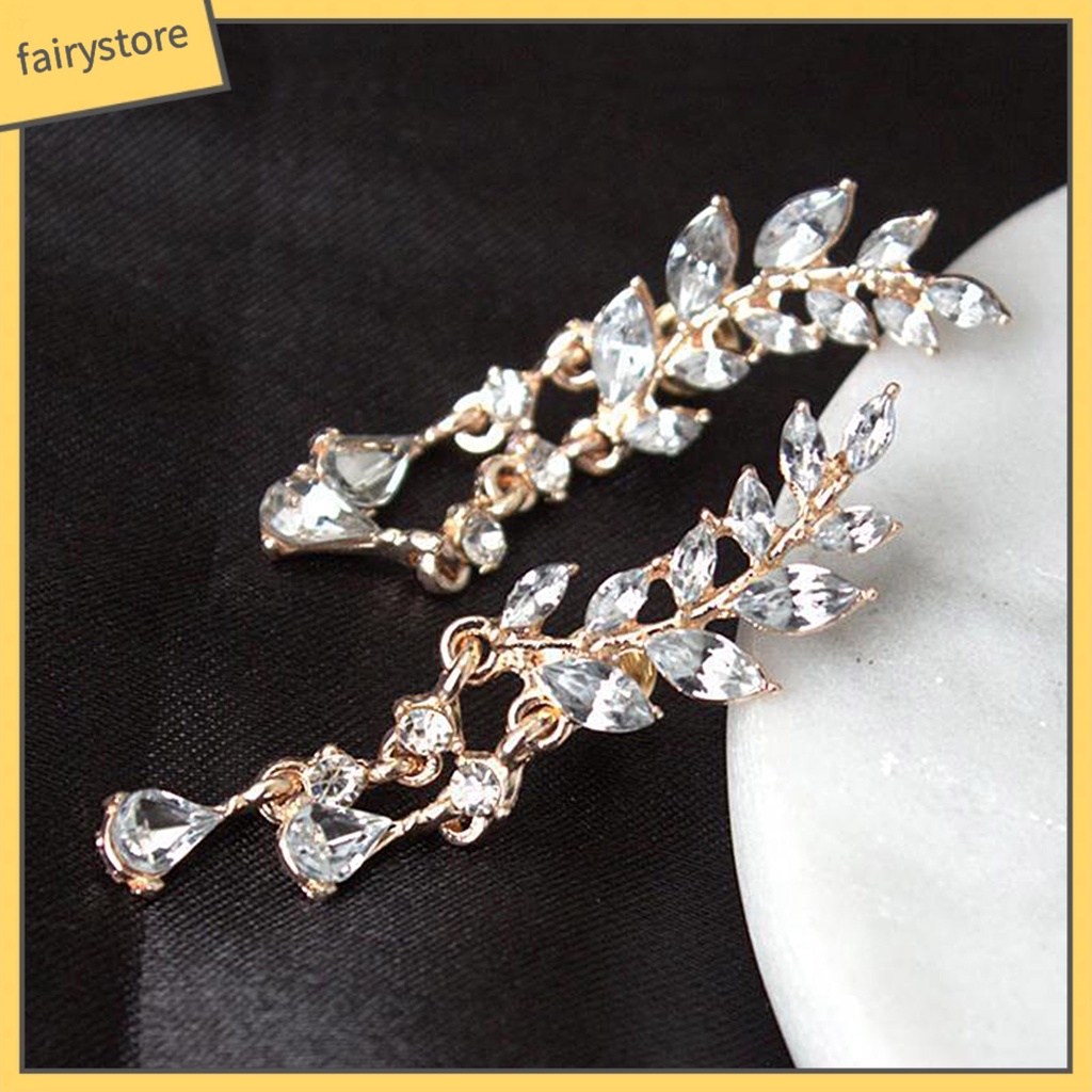 1 Đôi Bông Tai Hình Giọt Nước Đính Đá Lấp Lánh Dành Cho Cô Dâu