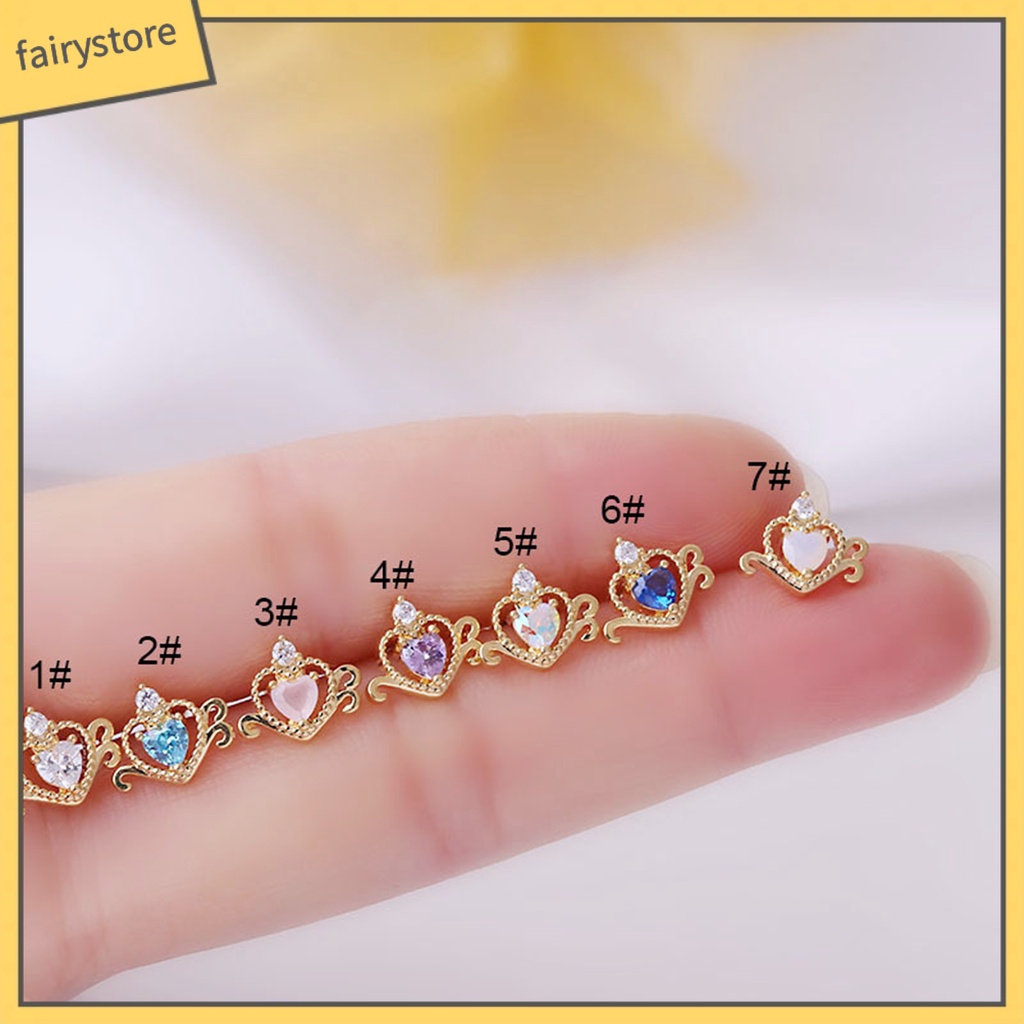 1 Khuyên Tai Hình Trái Tim Rỗng Đính Đá Zircon Sáng Bóng Thanh Lịch Dành Cho Nữ