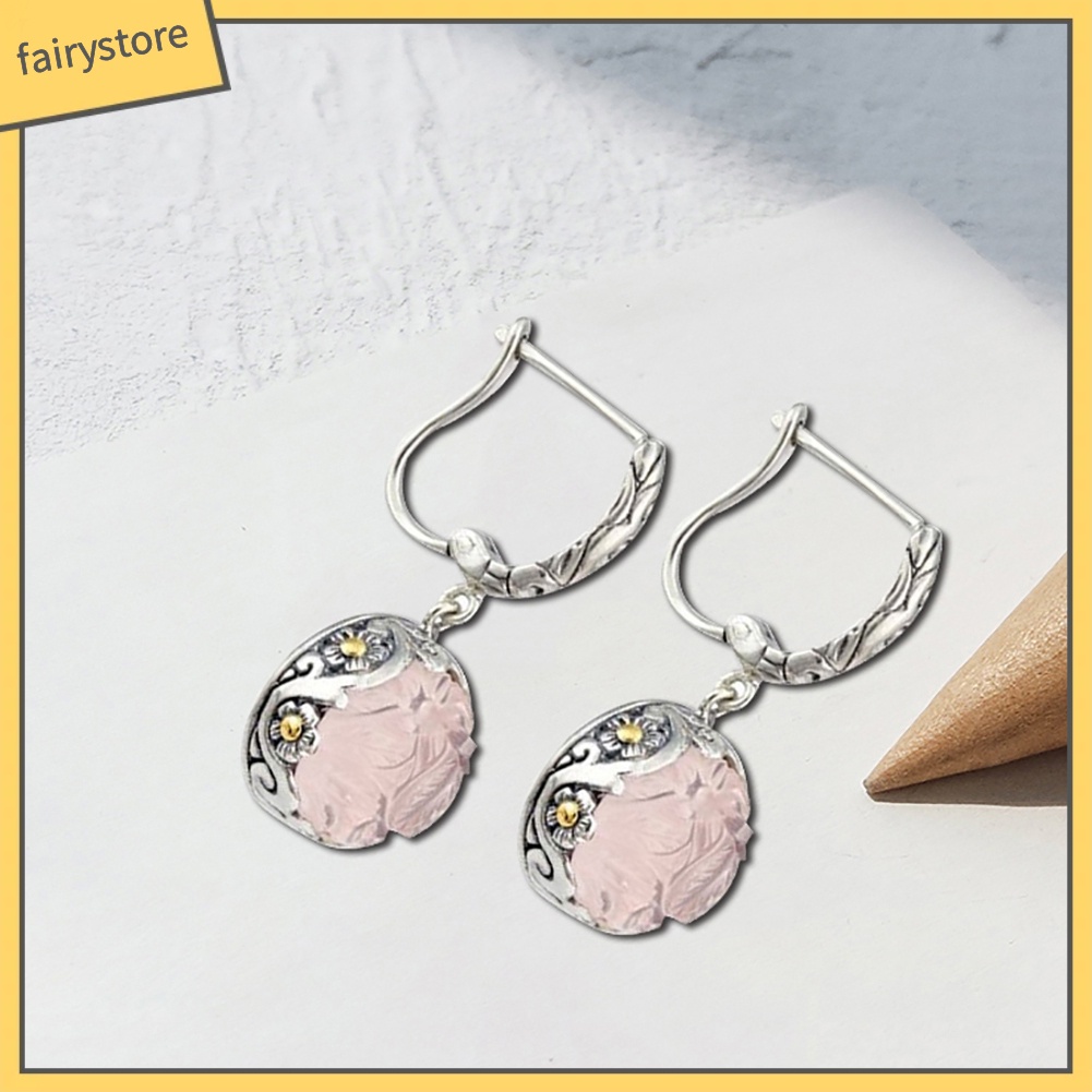 Bông Tai Hình Hoa Đính Đá Mặt Trăng Giả Dành Cho Nữ