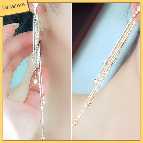 Bông Tai Dài Đính Đá Tua Rua Bằng Hợp Kim Dành Cho Nữ