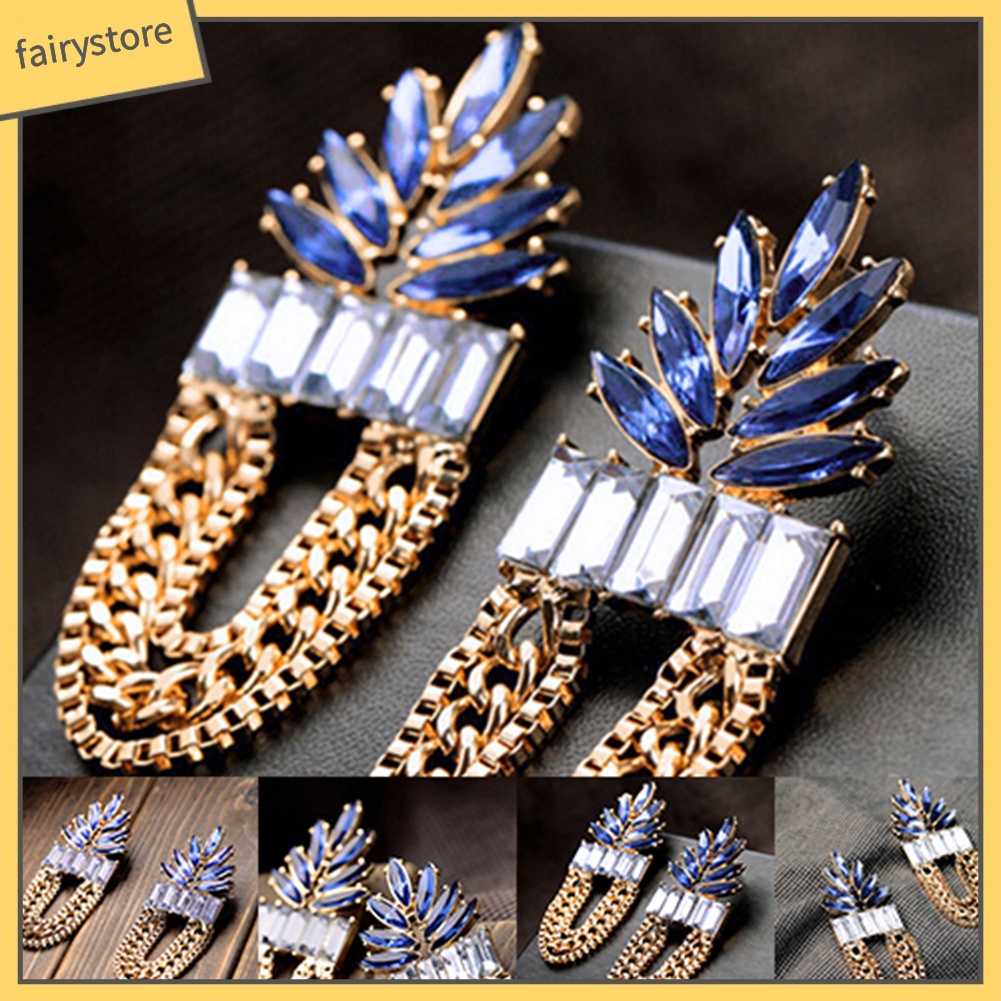 Bông Tai Tua Rua Dáng Dài Đính Đá Thời Trang Cho Nữ