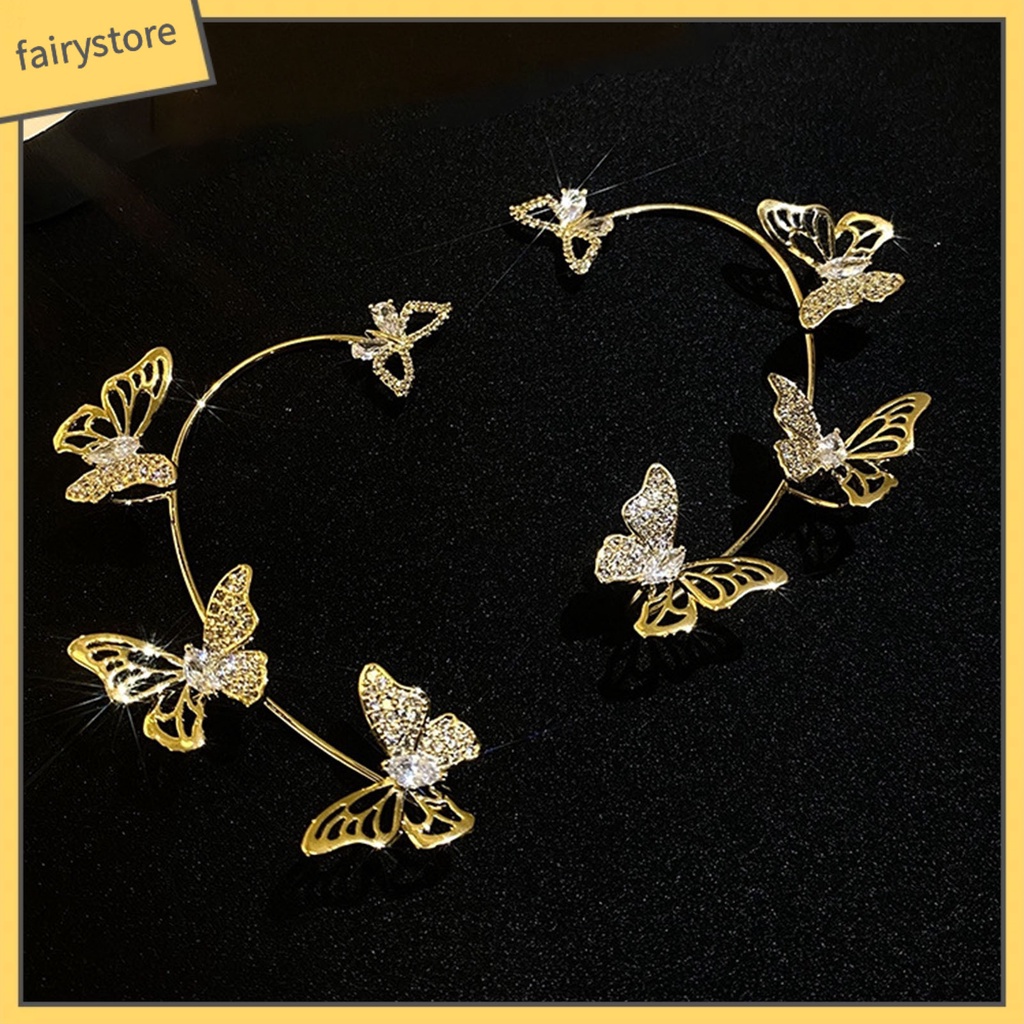 1 Khuyên Kẹp Vành Tai Hình Bướm Rỗng Không Cần Xỏ Lỗ Phong Cách Hàn Quốc Tinh Tế Dành Cho Tiệc Cưới