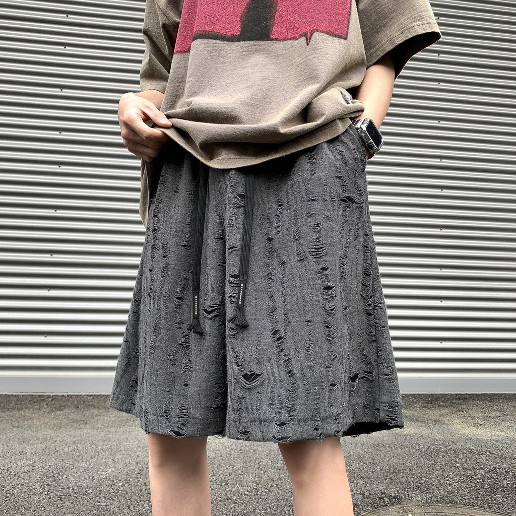 Quần Short Rách Dáng Rộng Phong Cách Retro Mỹ Thời Trang Mùa Hè Cho Nam