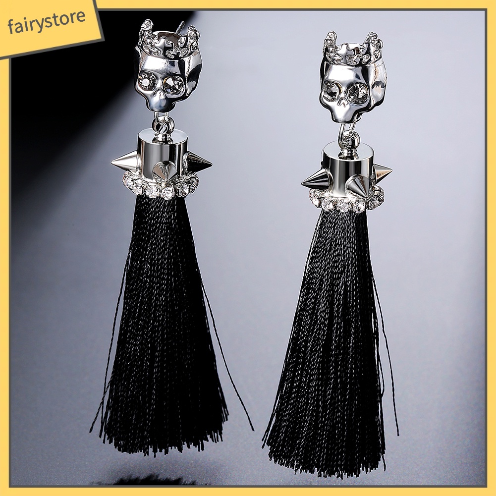 Đôi Khuyên Tai HìNh ĐầU Lâu ĐíNh Zircon Giả ThờI Trang Cho Nữ