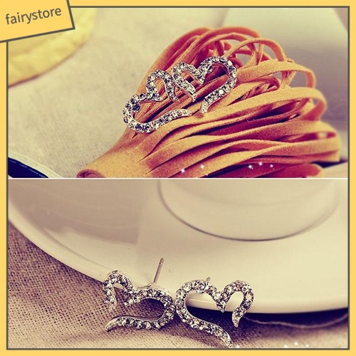 Khuyên Tai Hình Trái Tim Mở Đính Đá Pha Lê Thời Trang Cho Nữ