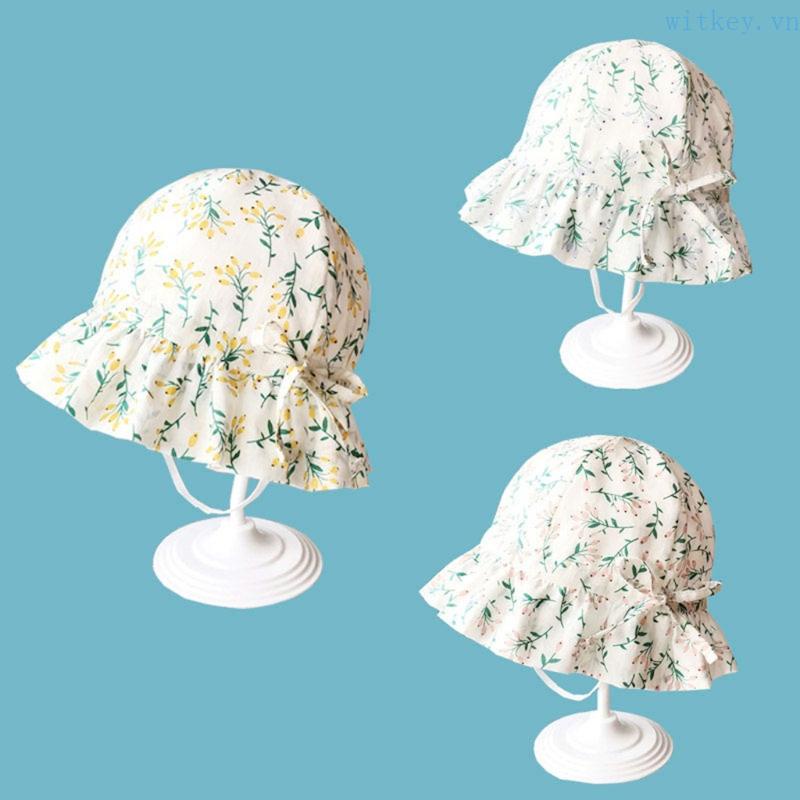 Mũ Cotton Vành Rộng In Họa Tiết Hoa Xinh Xắn Dùng Chụp Ảnh Cho Bé Sơ Sinh