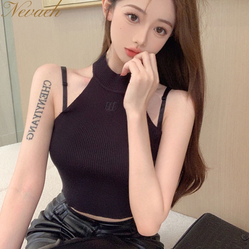 Áo Thun Sát Nách Cổ Tròn Dáng Ôm In Chữ Phong Cách Hàn Quốc Thời Trang Mùa Hè 2023 Cho Nữ