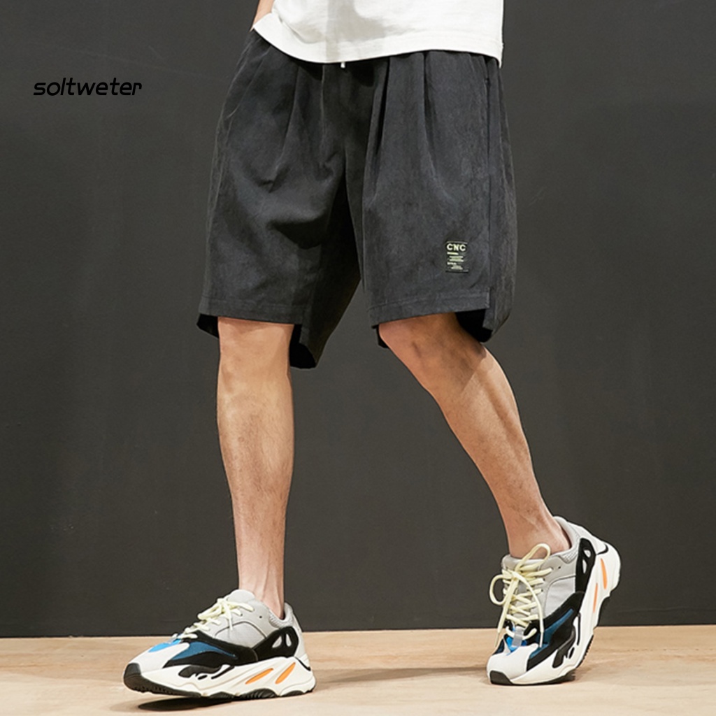 Quần Short Baggy Cột Dây Dáng Rộng Màu Trơn Có Túi Màu Sắc Thời Trang Mùa Hè Cho Nam