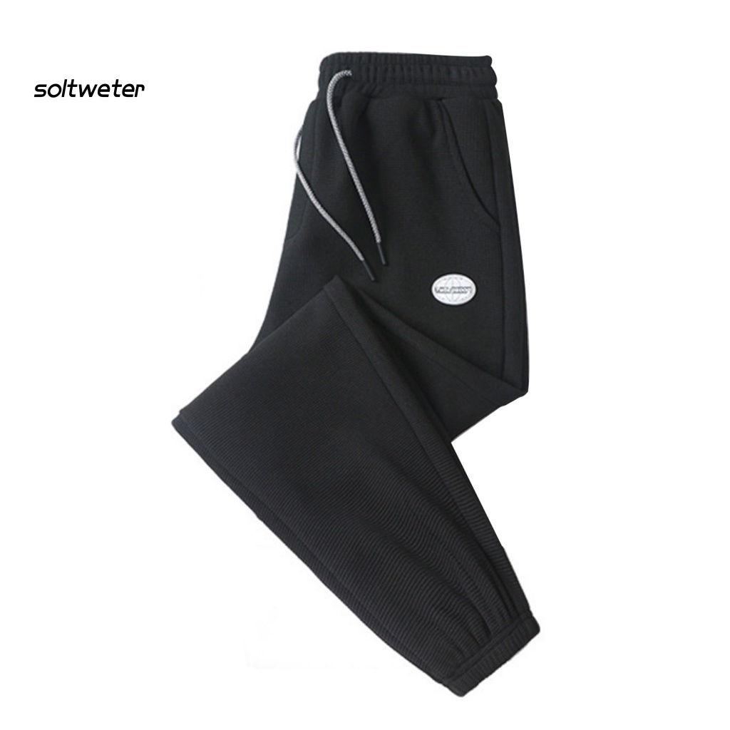 Quần Dài Nam Lưng Thun Rút Dây Màu Trơn Chống Lạnh Phong Cách Đường Phố