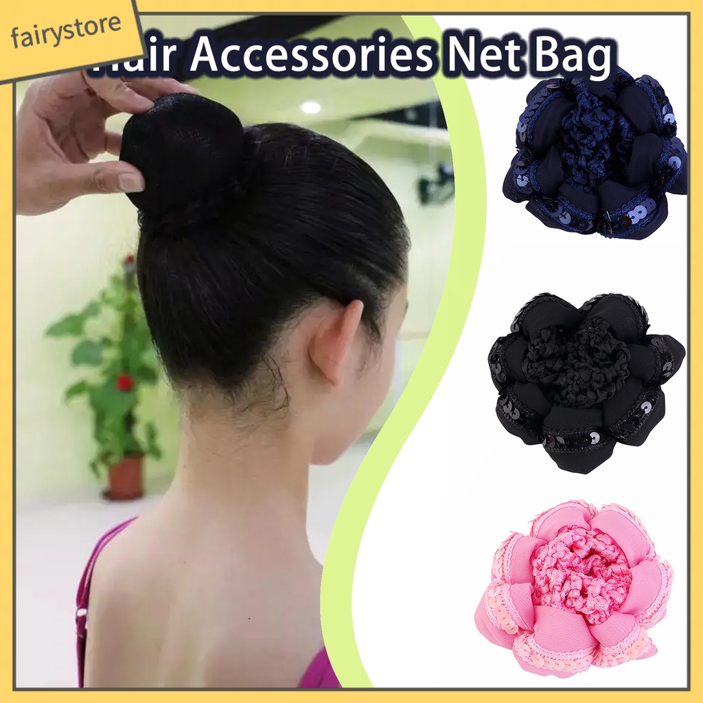 [FRO] Lưới Búi Tóc Đính Kim Sa Độ Co Giãn Cao Phong Cách Vintage Múa Ba Lê Cho Nữ