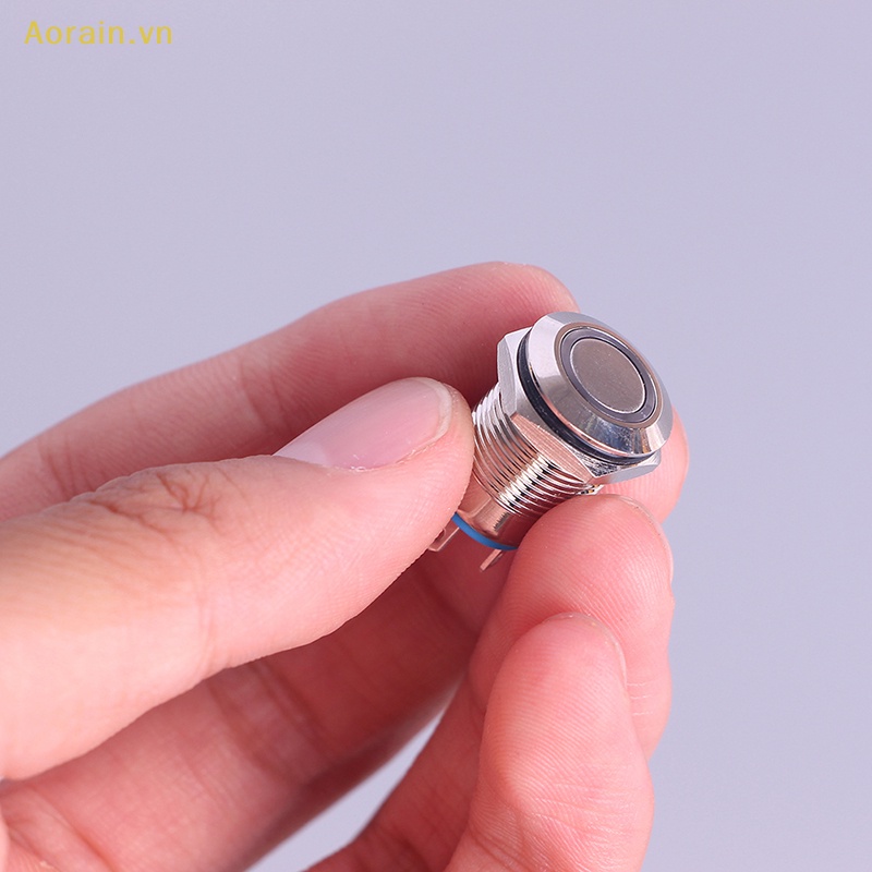 Vòng Công Tắc Đèn LED Tròn Màu Đen Bằng Kim Loại 12mm