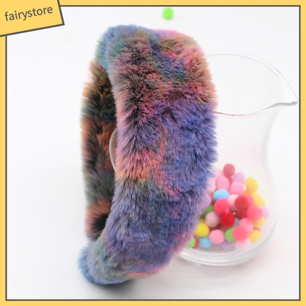 Băng Đô Cài Tóc Bằng Lông Thỏ Giả Nhiều Màu Sắc Phong Cách Retro Ngọt Ngào Dành Cho Nữ