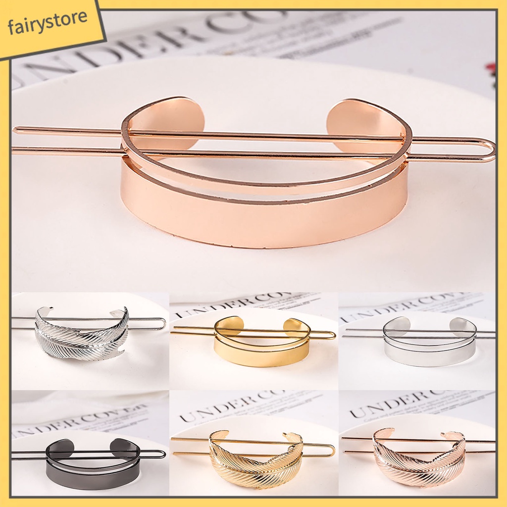 Kẹp Tóc Hình Lông Vũ Tròn Bằng Hợp Kim Chống Trượt