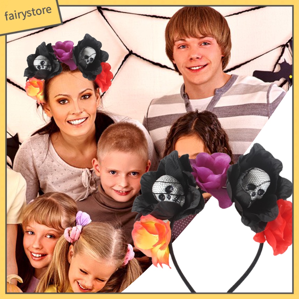 Băng Đô Cài Tóc Hình Đầu Lâu Sáng Tạo Co Giãn Trang Trí Halloween