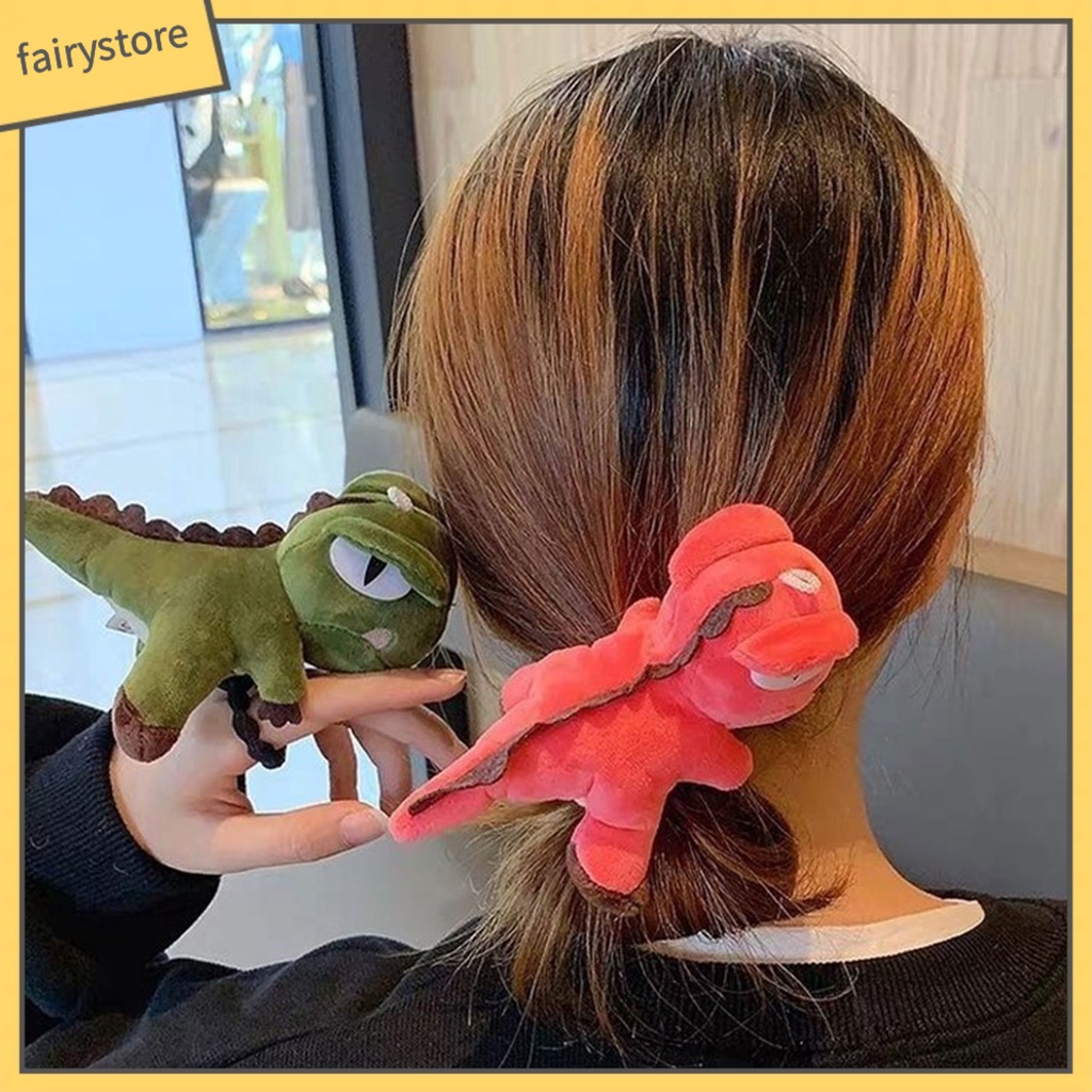 Dây Buộc Tóc Đuôi Ngựa Co Giãn Hình Khủng Long Hoạt Hình Dễ Thương Cho Nữ