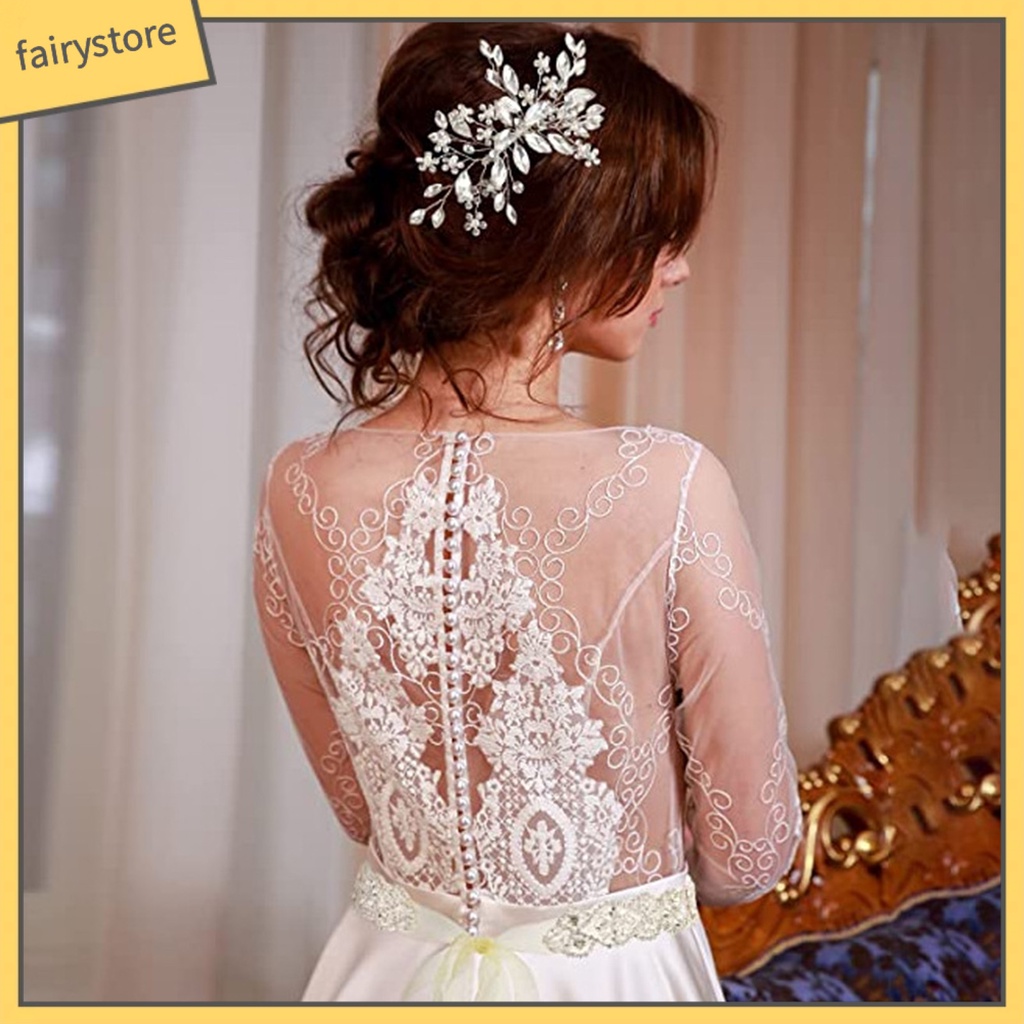 [FRO] Lược Cài Tóc Cô Dâu Hình Hoa Đính Đá Trang Trí Kiểu Công Sở Lãng Mạn