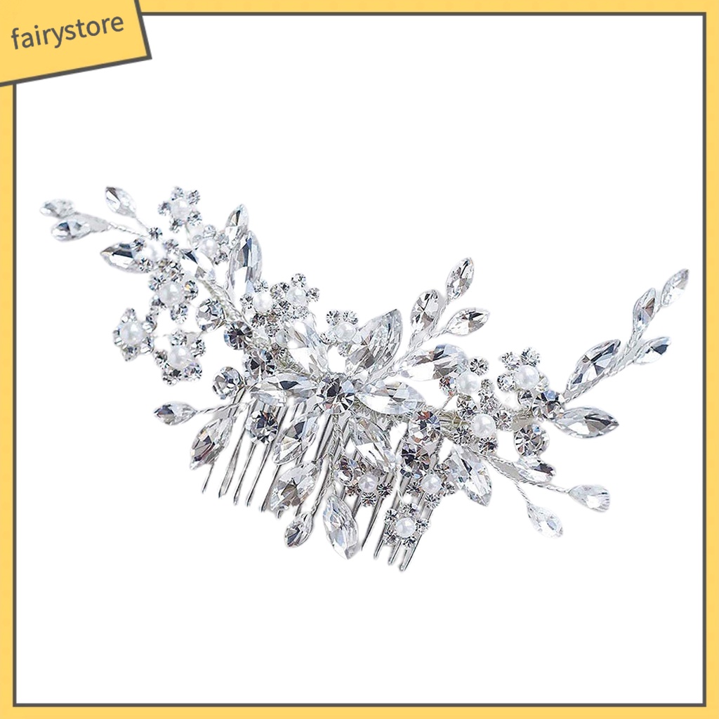 [FRO] Lược Cài Tóc Cô Dâu Hình Hoa Đính Đá Trang Trí Kiểu Công Sở Lãng Mạn