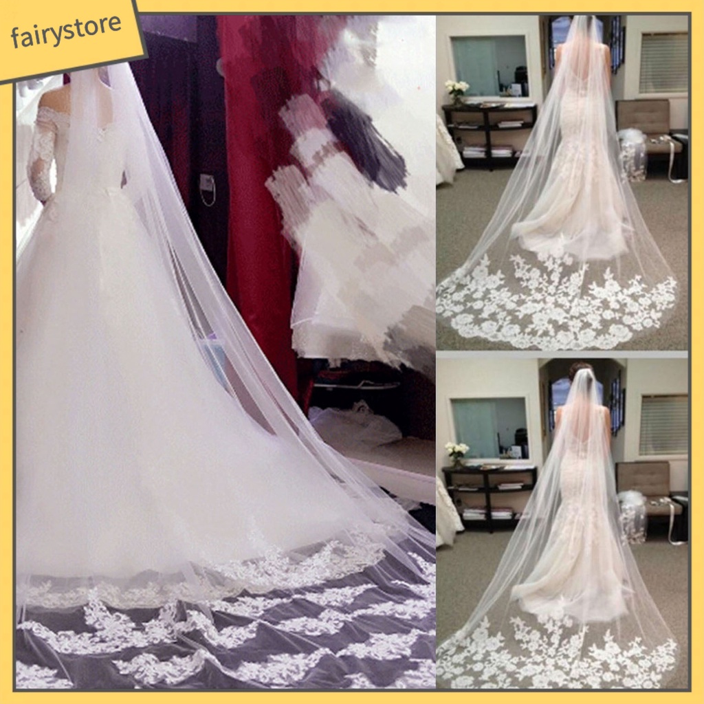 Mạng Che Mặt Phối Lưới Một Lớp 300CM Cho Cô Dâu