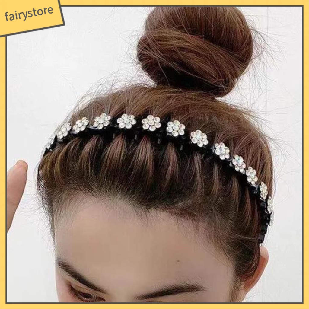 Băng Đô Cài Tóc Co Giãn Chống Trượt Đính Đá Lấp Lánh Cho Bé Gái