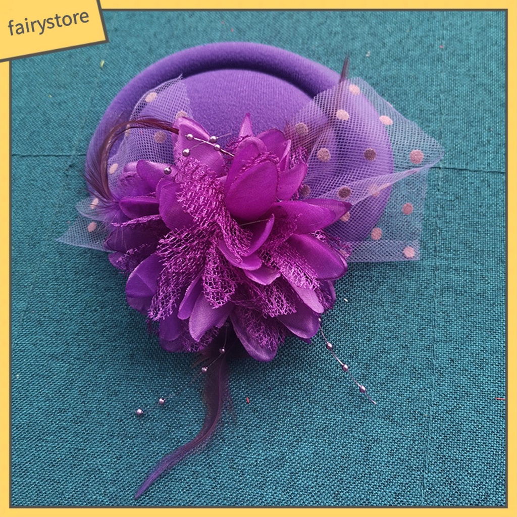 [FRO] Mũ Lưới Đính Hoa Giả Kèm Kẹp Tóc Trang Trí Ngọt Ngào Tinh Tế Chống Rơi