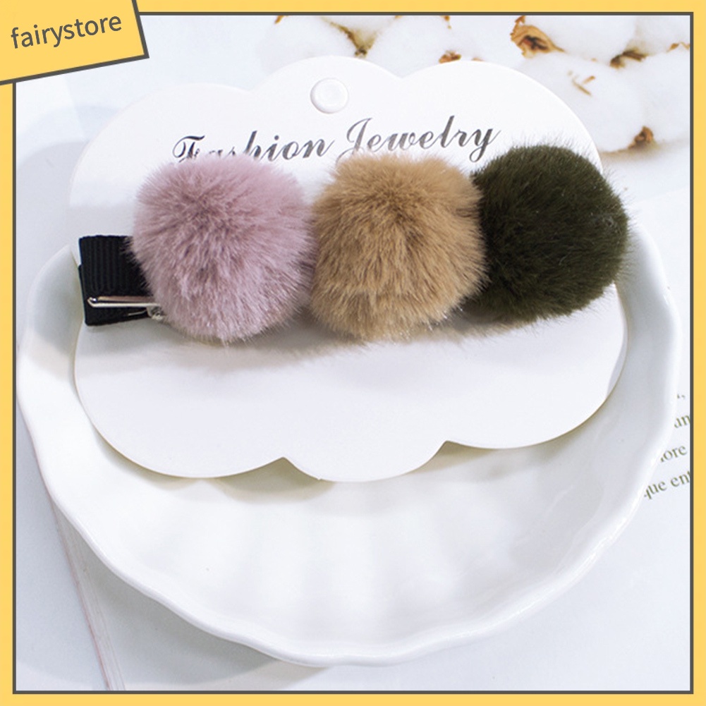 1 Kẹp Tóc Đính Bóng Xù Thời Trang Cho Nữ