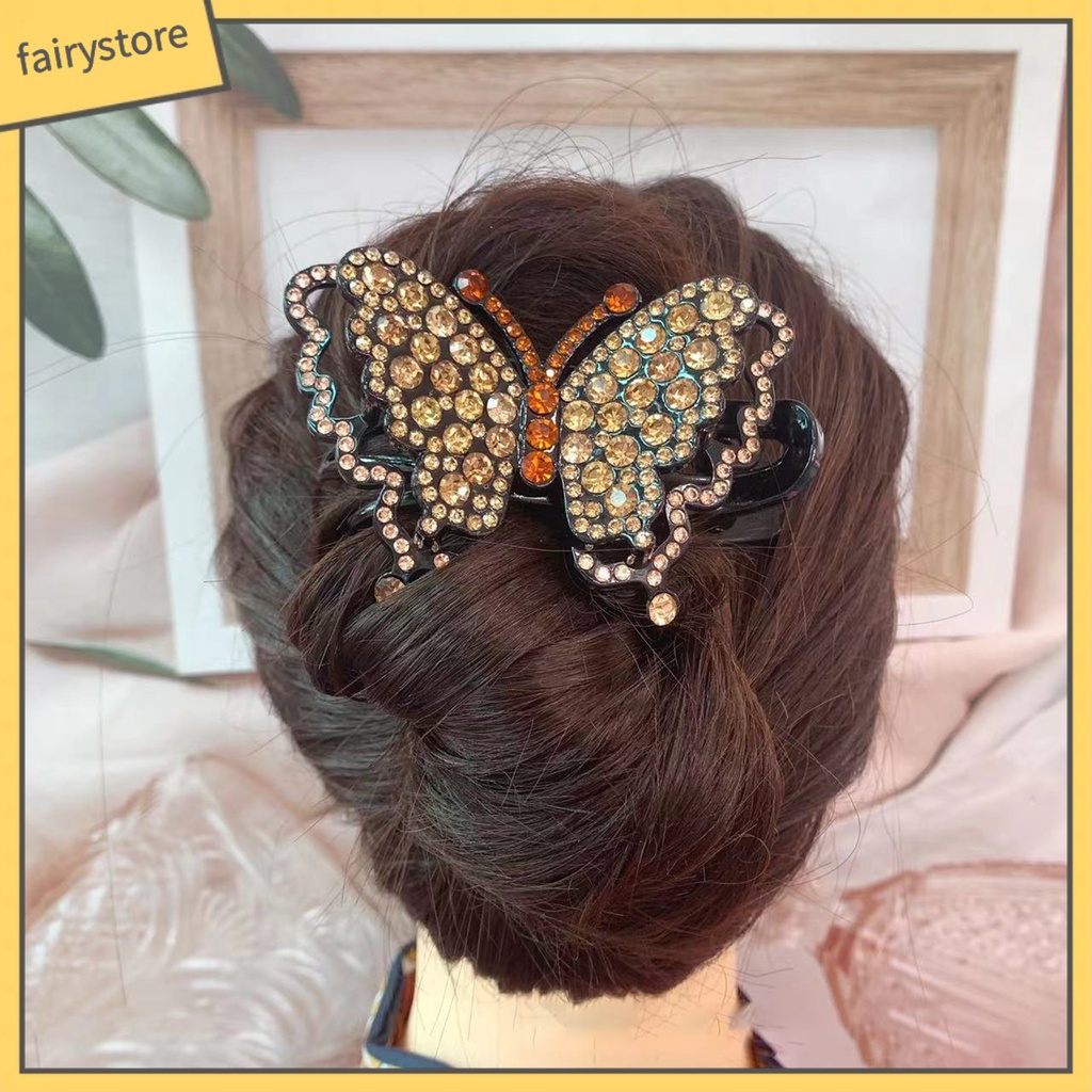 Kẹp Tóc Hình Bướm Đính Đá Nhiều Màu Chống Trượt Trọng Lượng Nhẹ