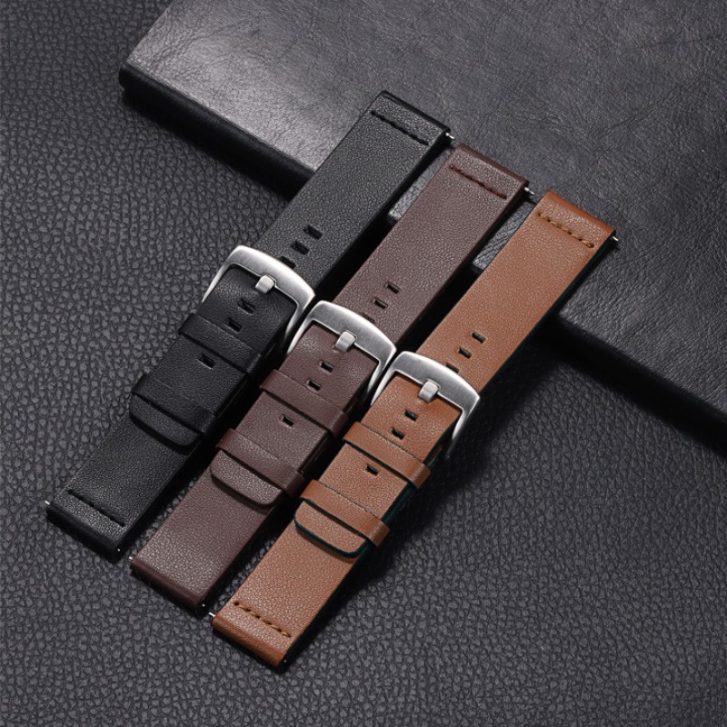 Dây Đeo Bằng Da Thật 18mm 20mm 22mm 24mm Cho Đồng Hồ Thông Minh Samsung Galaxy Iwatch 3 4 Classic 42mm 46mm