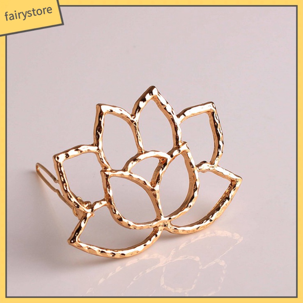 Kẹp Tóc Hợp Kim Chống Rơi Hình Hoa Sen Màu Vàng Thích Hợp Sử Dụng Hàng Ngày