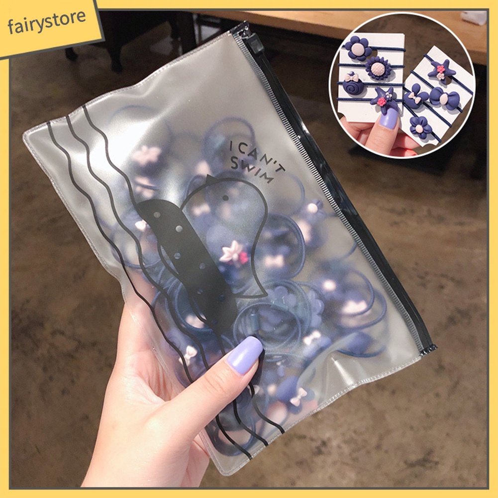 Túi 20 Dây Cột Tóc Co Giãn Đính Hoa Thời Trang Cho Nữ