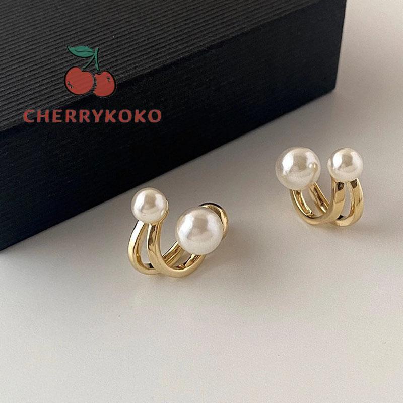 🍒🍒CHERRYKOKO Khuyên tai bạc S925 đính ngọc trai giả phong cách Nhật Hàn thời trang thanh lịch cho nữ