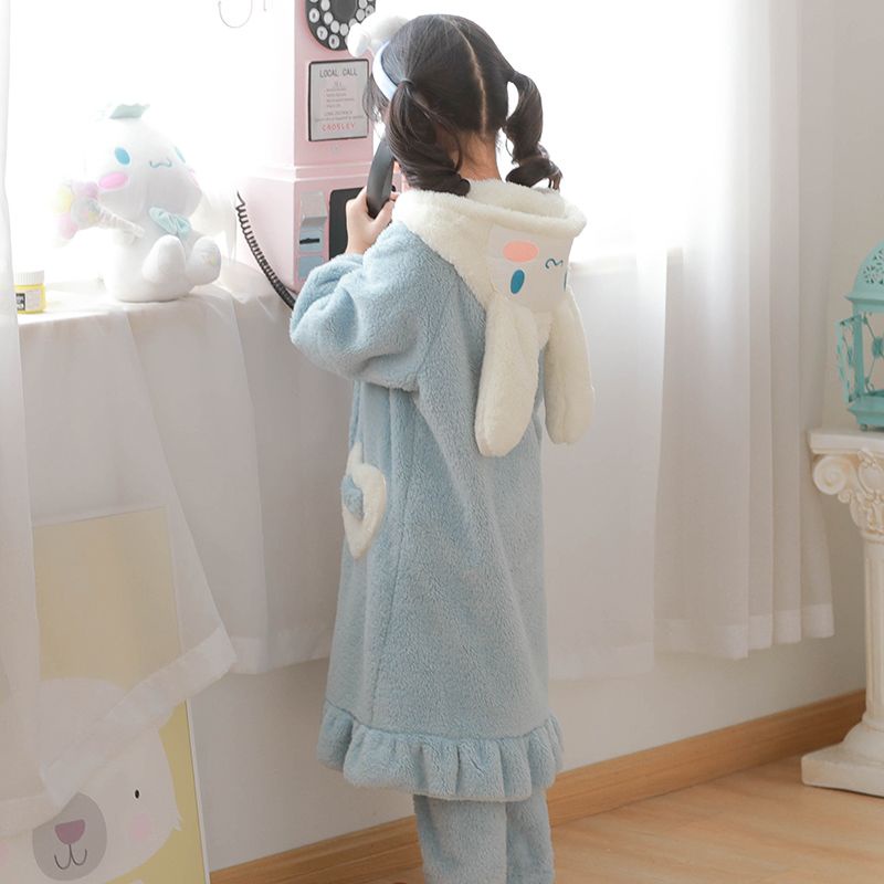 Đồ ngủ Lông Cừu San Hô Dày Dặn Họa Tiết Hoạt Hình Cinnamoroll Dễ Thương Cho Bé Gái