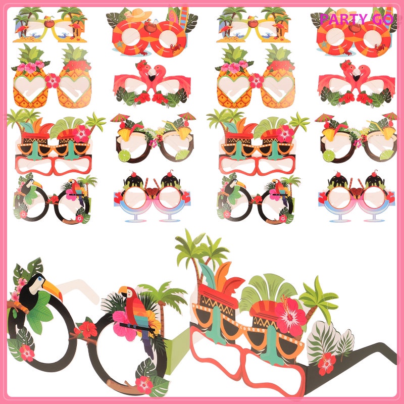 Set 24 Mắt Kính Bằng Giấy 15.5X13X12CM Phong Cách Hawaii Độc Đáo