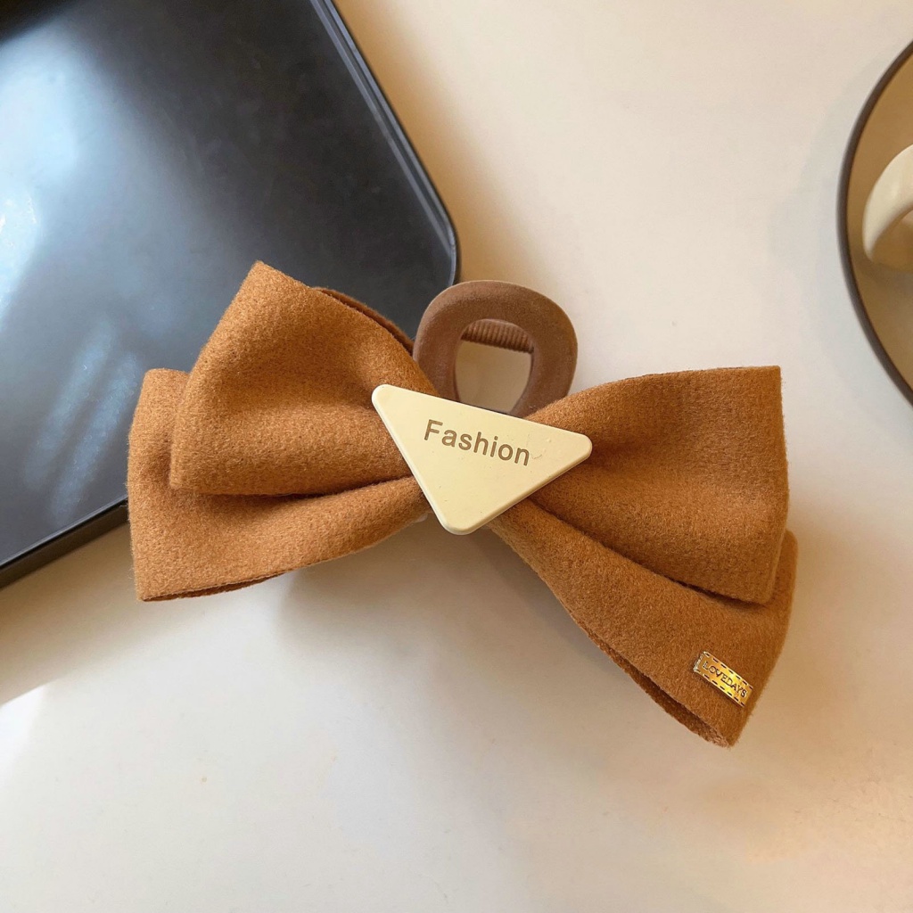 Kẹp Tóc Càng Cua Đính Nơ Vải Hai Mặt Màu Đục Phong Cách Hàn Quốc Cho Nữ