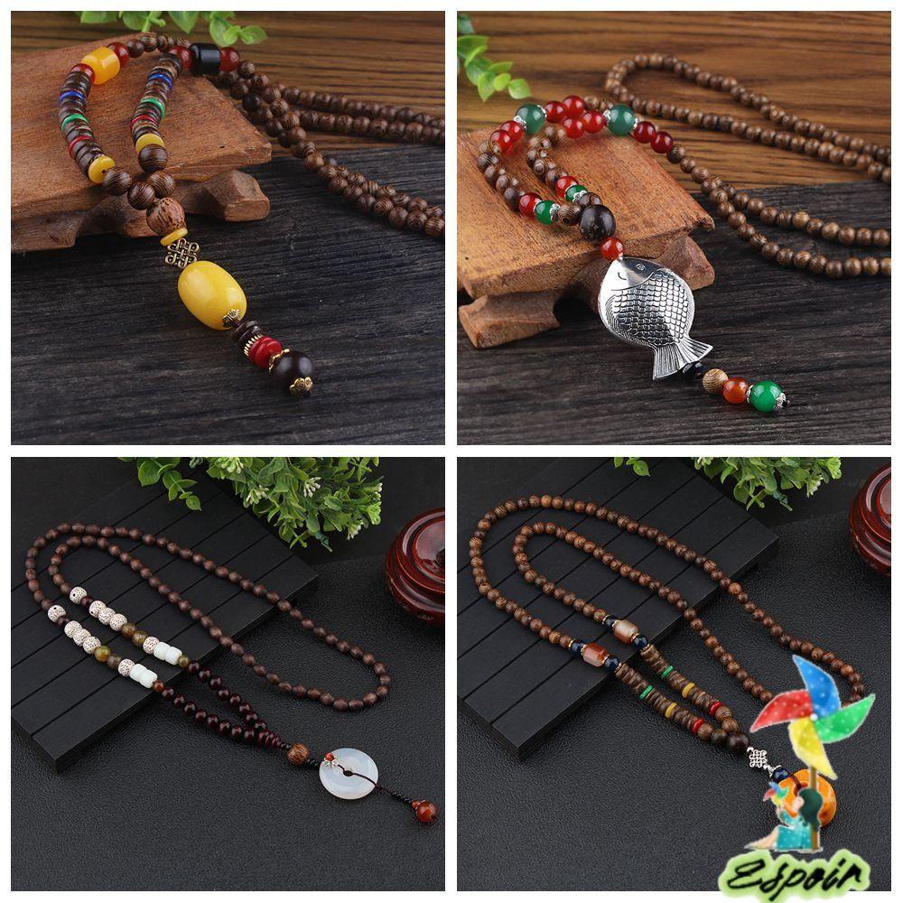 ESPO Vòng cổ Mặt Đá Phong Cách Phật Giáo