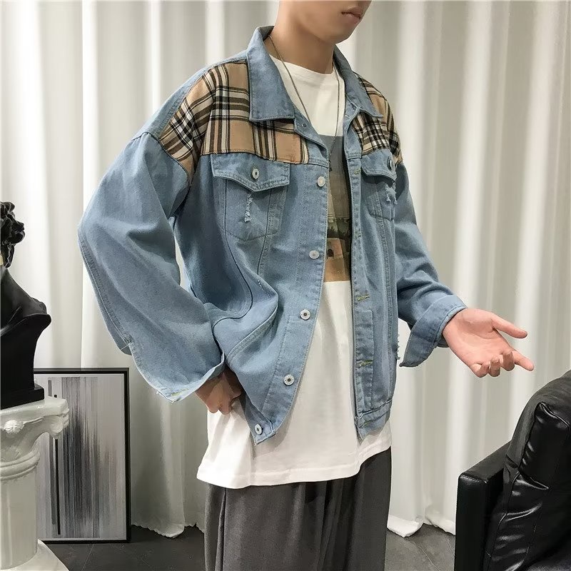 Áo Khoác Denim Dáng Rộng Phong Cách Hàn Quốc Thời Trang Xuân Thu Mới Cho Nam