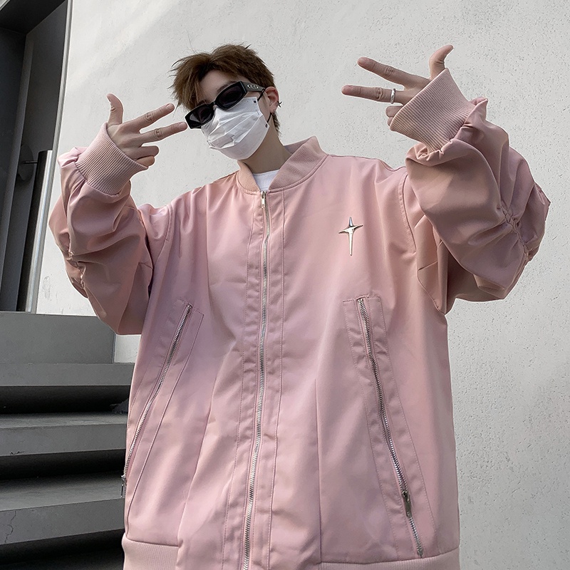 Áo Khoác Bóng Chày Dáng Rộng Phong Cách Harajuku Đường Phố Mỹ Cá Tính Dành Cho Nam
