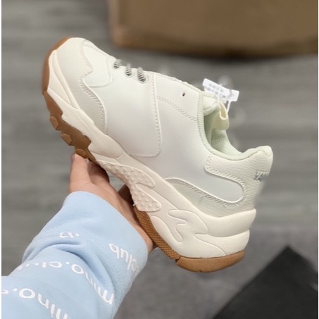 Giày thể thao nam nữ mlb NY nam nữ màu trắng đế nâu hot 2022, Giày sneaker độn đế tăng chiều cao cao cấp full box