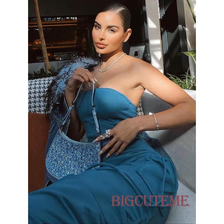 Đầm Ôm Không Dây Có Túi Thời Trang Mùa Hè Cho Nữ