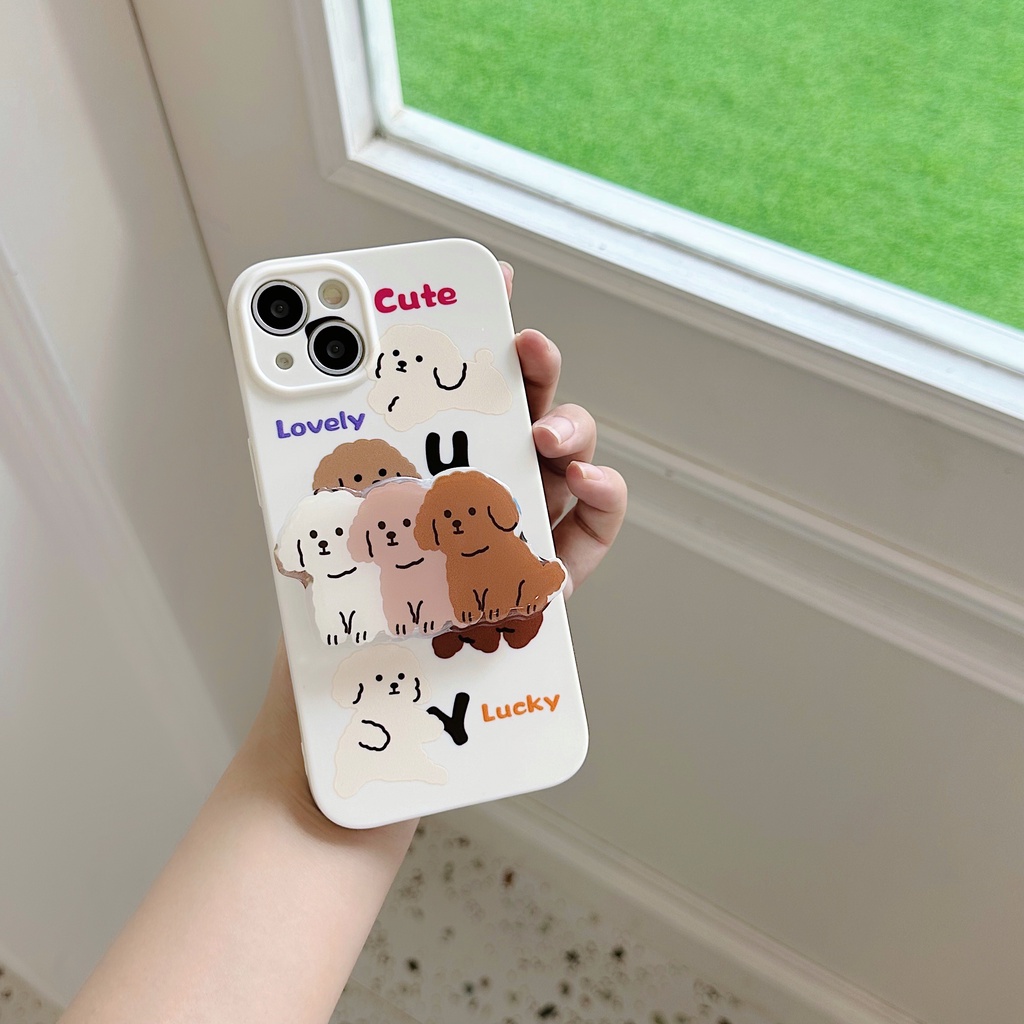 Ốp Điện Thoại TPU Dẻo Họa Tiết Hoạt Hình Chú Chó Phong Cách Hàn Quốc Cho iPhone 13 12 11 Pro Max 14 Plus