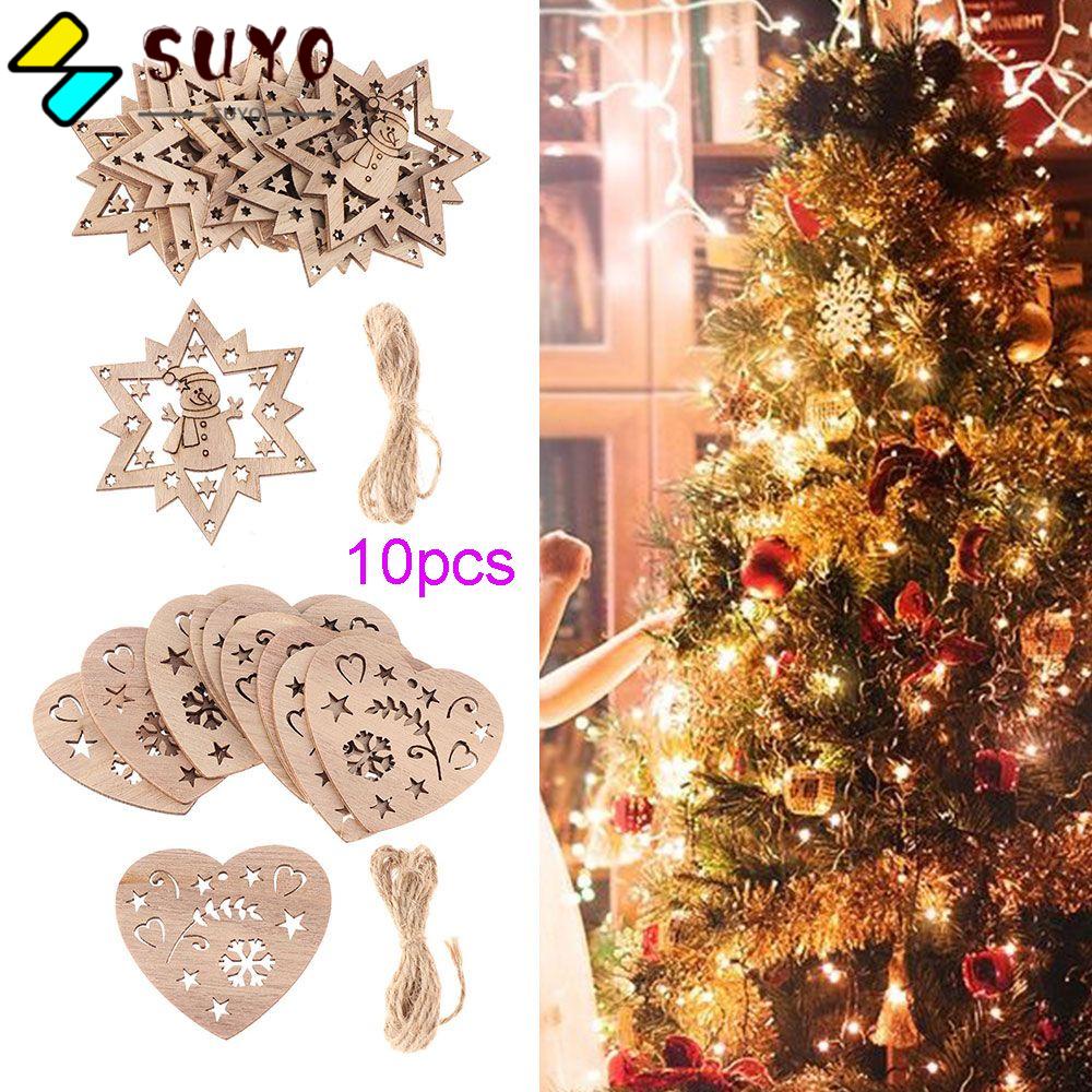 Bộ 10 Phụ Kiện Treo Trang Trí Giáng Sinh Bằng Gỗ Hình Người Tuyết